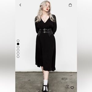 Disturbia Black Leather Peplum Double Strap Belt